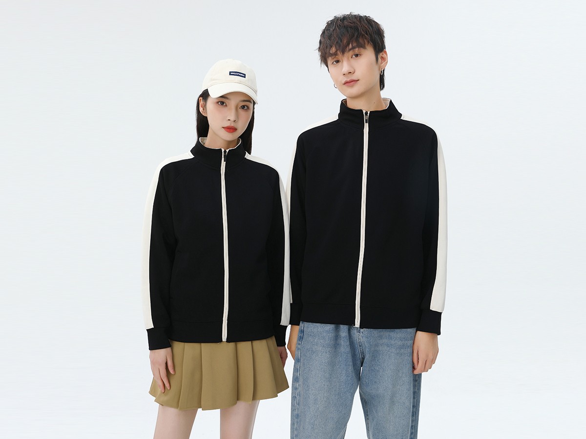 撞色立領衛衣定制